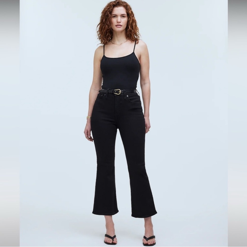 Madewell Curvy Kick Out Crop Jean in black rinse wash sz 30 Tall